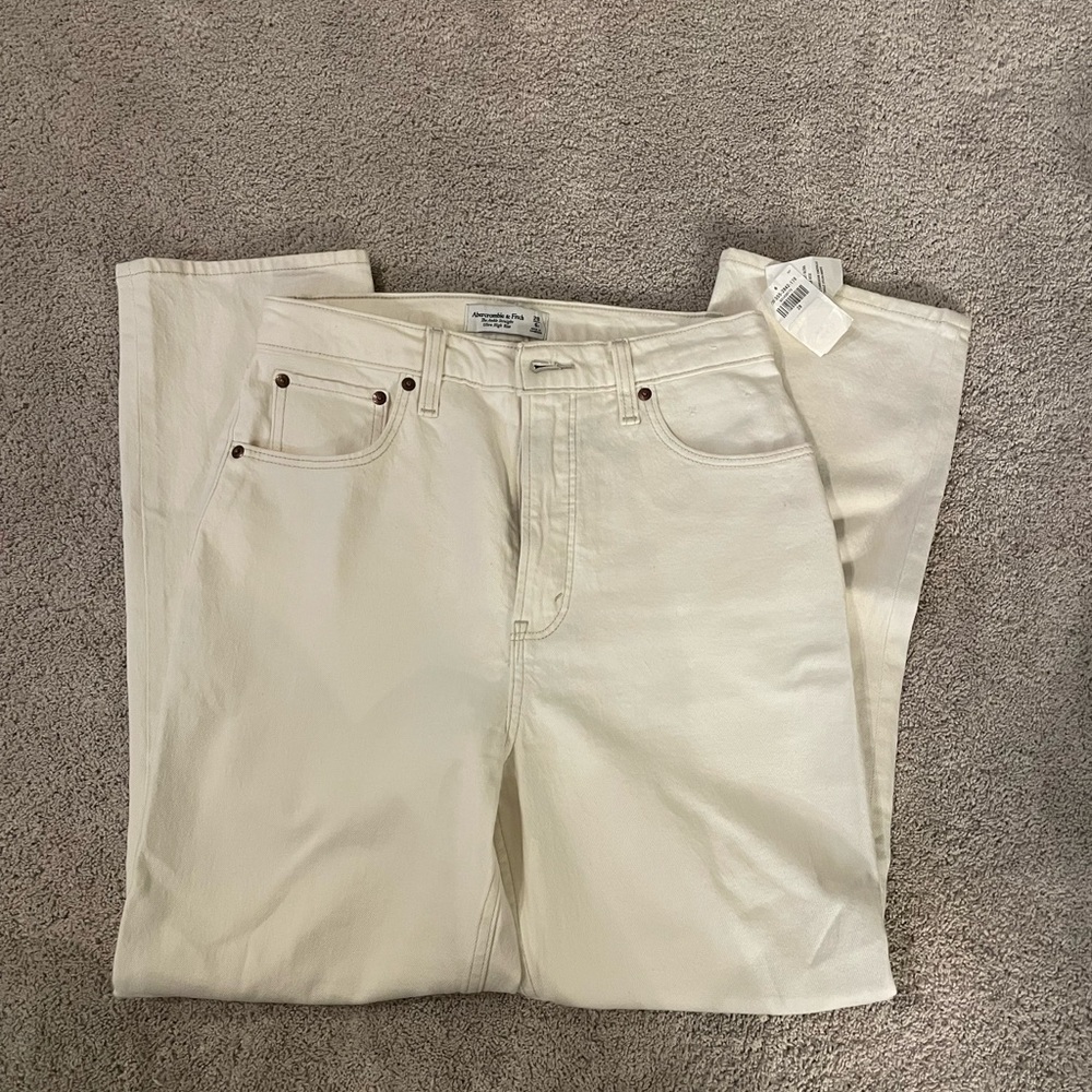 Abercrombie & Fitch Ultra High Rise Cream Jeans